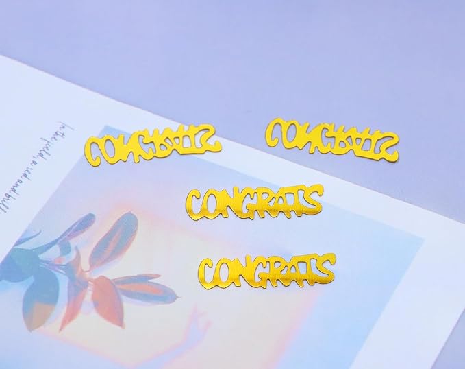 ONLYKXY 15gram Glitter Table Confetti Decor Scatter Bless Confetti Grad Party Decor for Congrats College Graduation Birthday Wedding Party Chocolate Favor Envelope Decal (Gold CONGRATS)