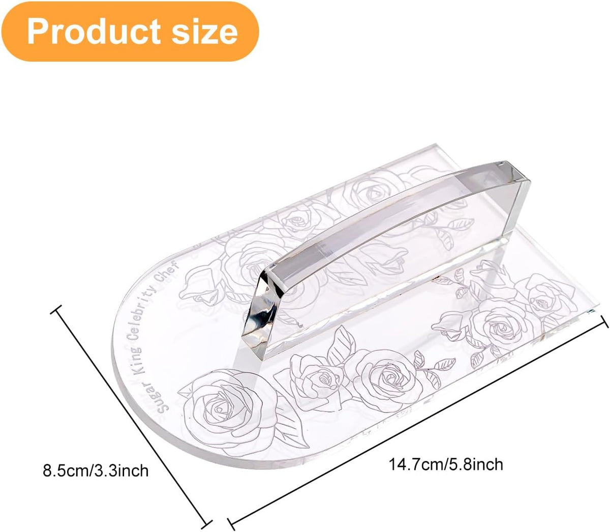 Kalaien Fondant Smoother with Handle Acrylic Cake Smoother Tool for Icing fondant tools set-Round