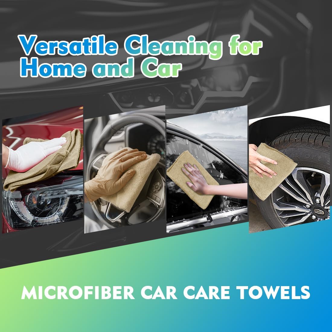 Homexcel Brown Microfiber Cleaning Cloth 12 Pack, 12.5 x 12.5 inch Microfiber Towels for Cars, Ultra Absorbent Car Washing Cloth