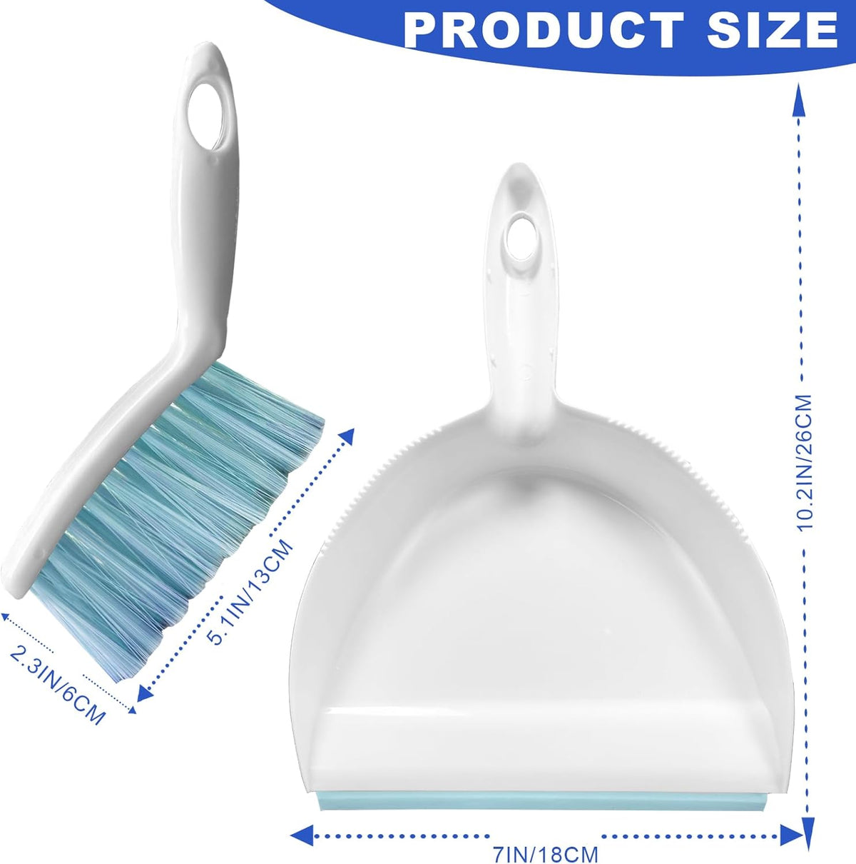 Mini Broom and Dustpan Set Small Dust pan & Brush Set Portable Cleaning Tools for Home Office RV Camping Learning (Blue)
