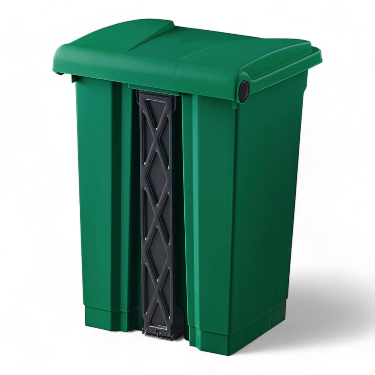 PRO&Family Step-On Trash Can with Lid, Plastic Waste Bin, Foot Pedal Operation (Green, 12 Gallon)
