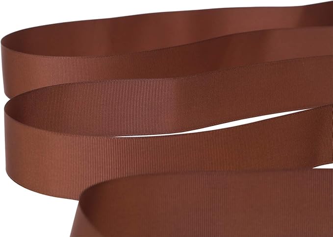 Ribbonitlux 1.5" Wide Solid Grosgrain Ribbon 25 Yards (850-Brown）, Set for Gift Wrapping, Party Decor, Sewing Applications, Wedding and Craft