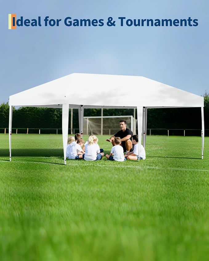 Garvee 20x10 Pop Up Canopy Tent with 6 Removable Sidewall, Heavy Duty Commercial Instant Shelter with One-Person Setup, UPF 50+ Waterproof, 100 Sq Ft Shade for Outdoor Events, Camping, Farmers Market