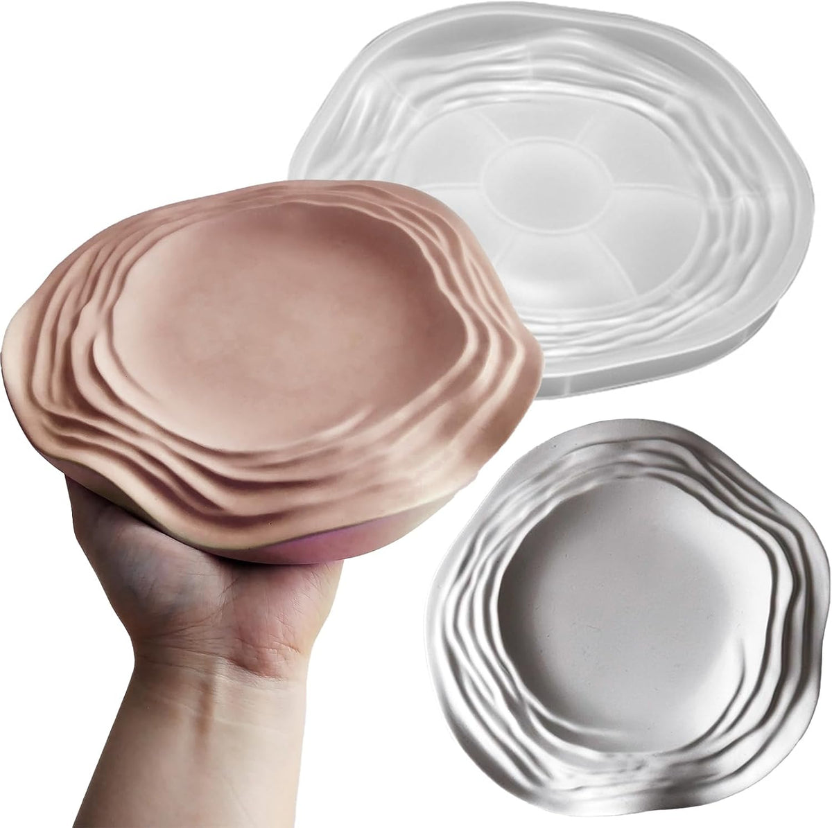 Wehous Irregular Tray Silicone Molds, Wave Flower Tray Resin Concrete Mold, 3D Unique Ocean Wave Shape Storage Container Mold for Epoxy Casting