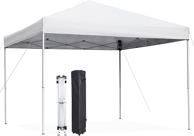 JupiterForce 10 x 10 Pop Up Canopy Tent Sun Protection Waterproof Instant Shelter Portable Folding Canopy with Roller Carry Bag, White