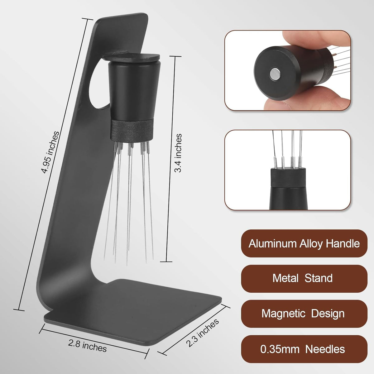 51mm Espresso Tamper Kit - Dual-Spring Calibrated Coffee Tamper, 8-Needle WDT Tool Espresso Distribution Tool, Magnetic Aluminum Dosing Funnel
