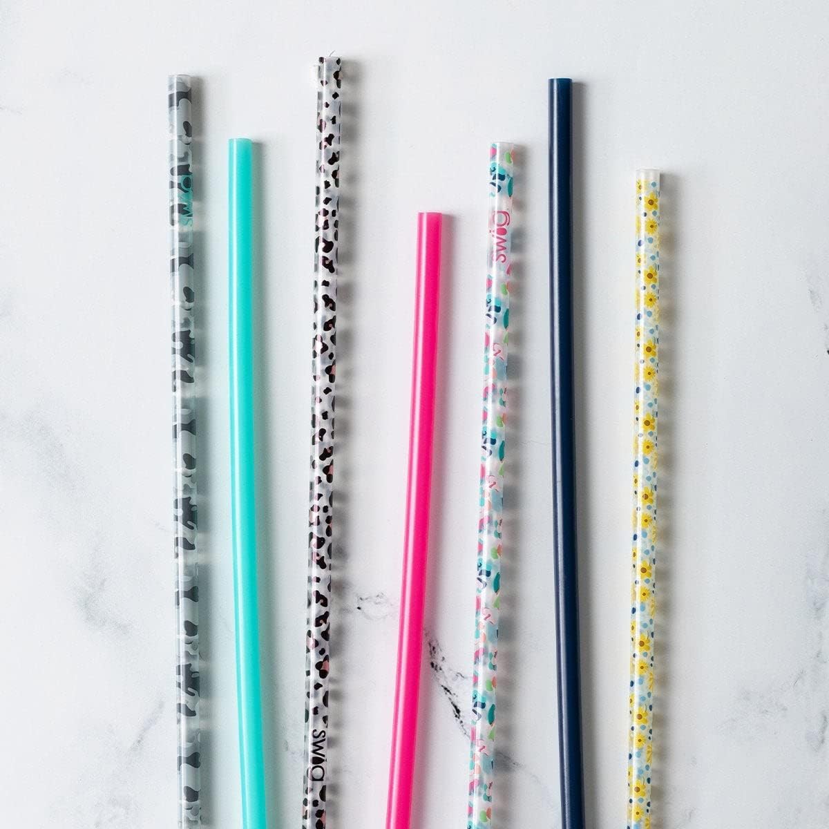 Swig Life Reusable Straw Set with Cleaning Brush, Rainbow Glitter | Reusable Straw Set - Cleaning Brush Included - 14 Inch Long - Accessories for Cups &amp; Mugs