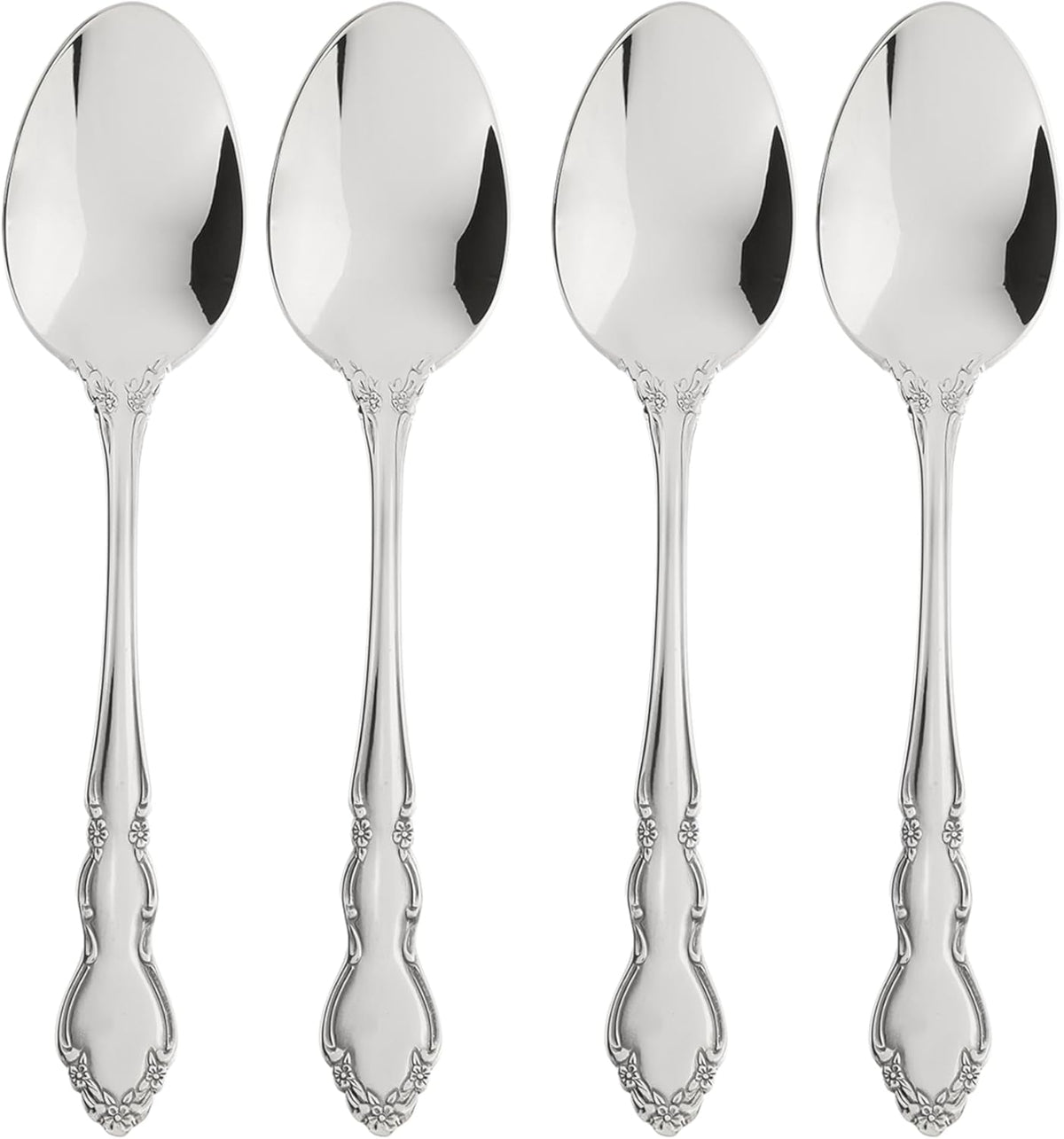 Oneida Dover Fine Flatware Teaspoons, Set of 4 , 18/10 Stainless Steel, Silverware Set, Dishwasher Safe