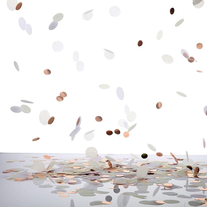 TecUnite White Ivory Champagne Round Tissue Paper Table Confetti Dots for Wedding Birthday Party Decoration Arts Craft DIY Scrapbooking, 1.76 oz (2.5 cm)