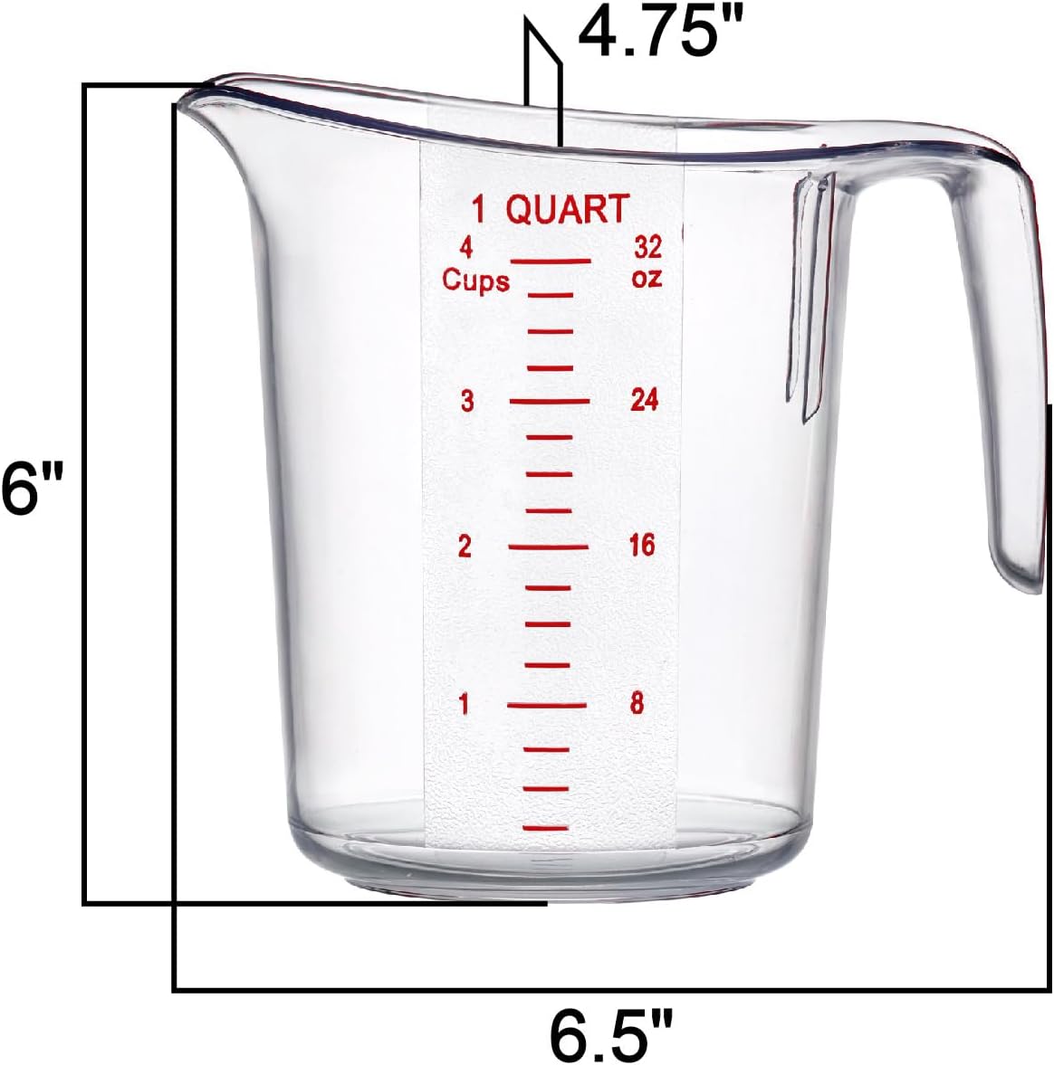 Amazing Abby - Melissa - 32-Ounce Plastic Measuring Pitcher (1-Pack), 4-Cup (1-Quart) Food-Grade Measuring Jug, Unbreakable, Stackable