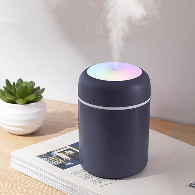 Cool Mist Humidifier, Portable Mini Humidifier with LED Night Light Single-Room Humidifiers 300ml USB Personal Desktop Humidifiers Quiet Mini Humidifiers for Bedroom Office Dark Gray