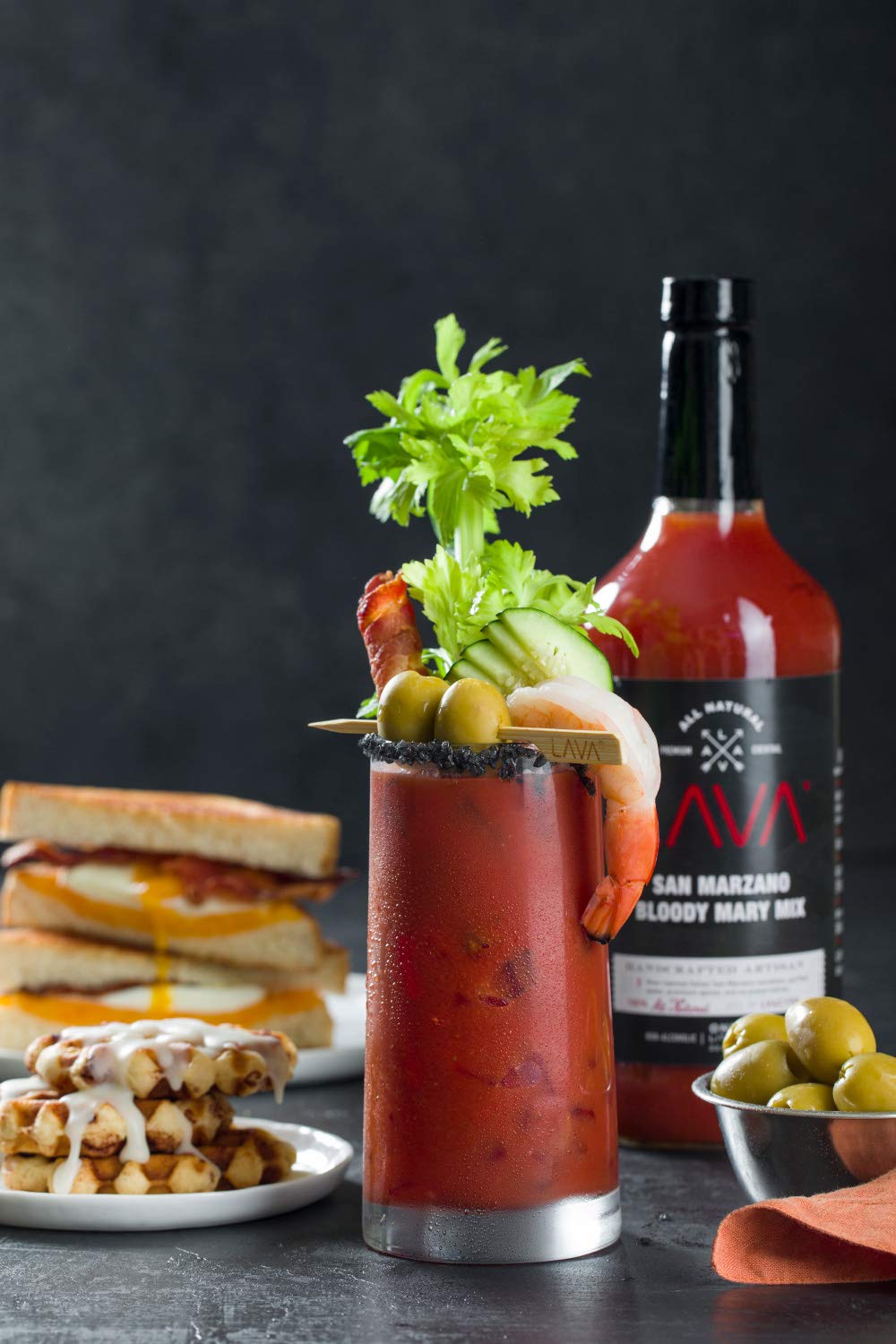 Lava Premium Bloody Mary Mix; Italian San Marzano Tomatoes, No Artificial Sweeteners, Vegan, Ready to Use, No Added Sugar, 1-Liter (33.8oz) Glass
