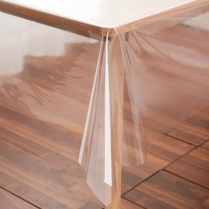 Clear Plastic Tablecloth Protector Rectangle 54x120 inch Waterproof Oilproof Stain Resistant Wipeable Table Cover for Dining Tables