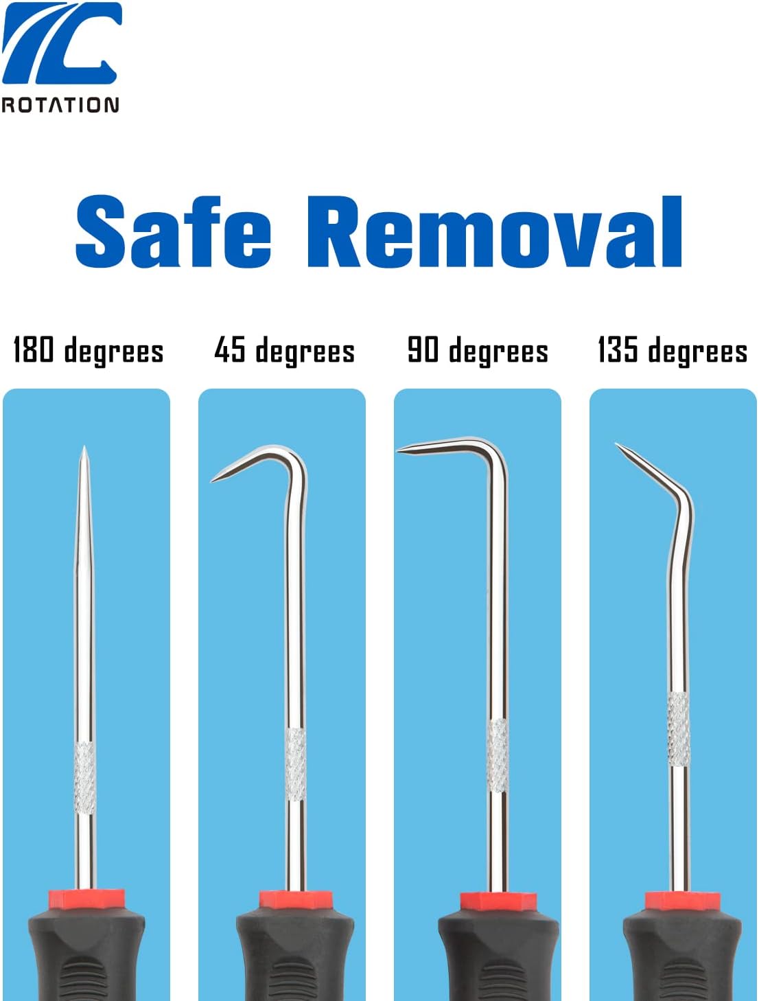 Rotation Precision Hook and Pick Set with Scraper, 9 Piece Set, Chrome Vanadium Steel Shaft, for Remove Hoses and Gaskets