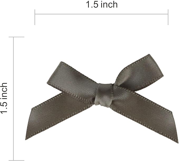 Meseey 100 Pcs 1.5 Inches Premade Craft Bows Self Adhesive Moss Green Satin Ribbon Bows for Treat Bags Gift Wrapping Basket Wedding Baby Shower Brithday Party (Moss Green)
