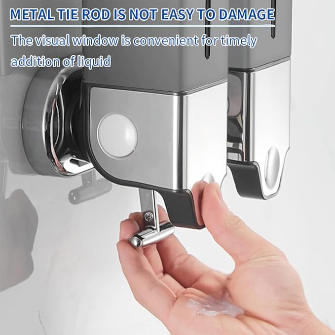 3 x 500ml per Cup Wall Mounted Manual Soap Dispenser for Home, Bath, Kitchen, Hotels, Restaurants. Shower and Lotion (Grey), Grey,transparent