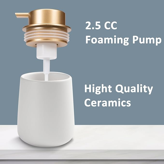Soap Foaming Dispenser Ceramic with Easy-to-Press Pump Hand Foam Dispenser for Shampoo Bathroom Kitchen Hotel 12 oz