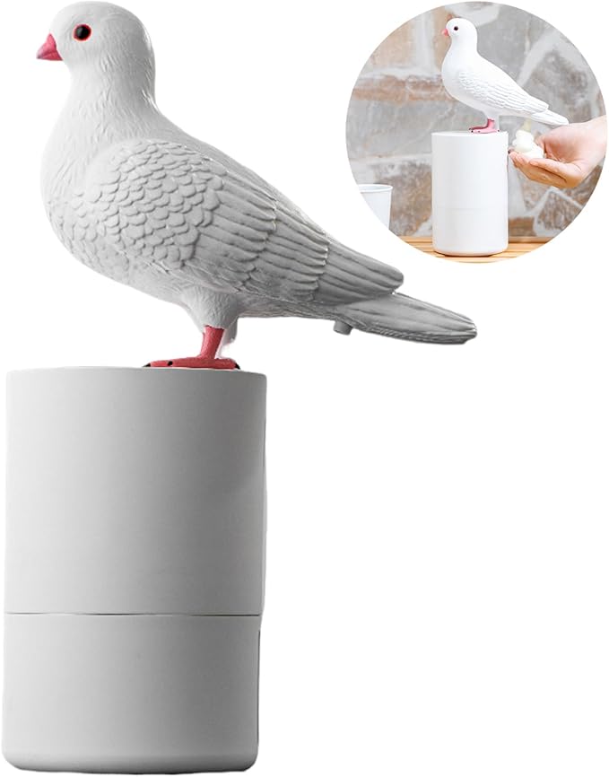 Pigeon Shape Automatic Soap Dispenser, Touchless Foaming Hand Soap Dispenser, Battery-Operated Hygienic Bird Soap Dispensers for Bathroom, Kitchen, Office 300ml (White)