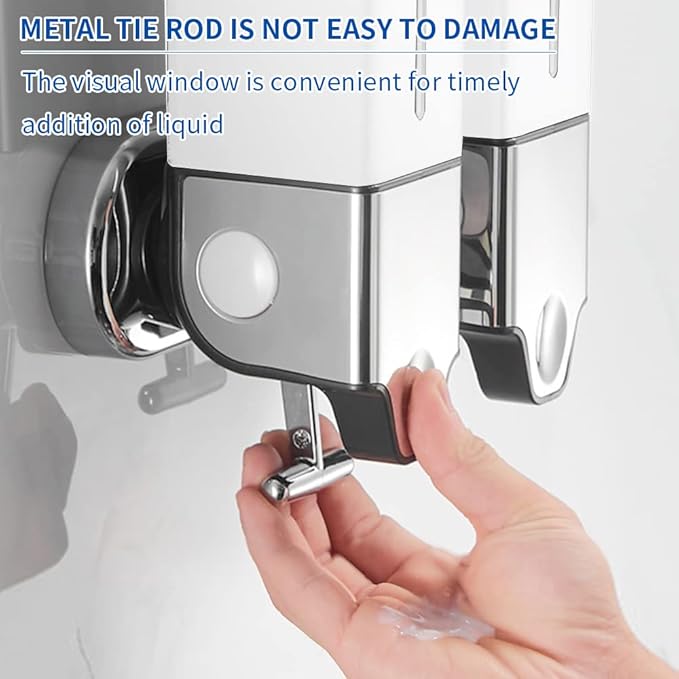 3 x 500ml per Cup Wall Mounted Manual Soap Dispenser for Home, Bath, Kitchen, Hotels, Restaurants. Shower and Lotion Dispenser(White)