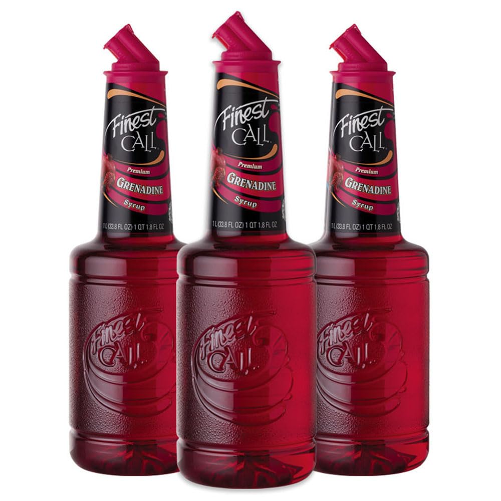 Finest Call Premium Grenadine Syrup Drink Mix, 1 Liter Bottle (33.8 Fl Oz), Pack of 3