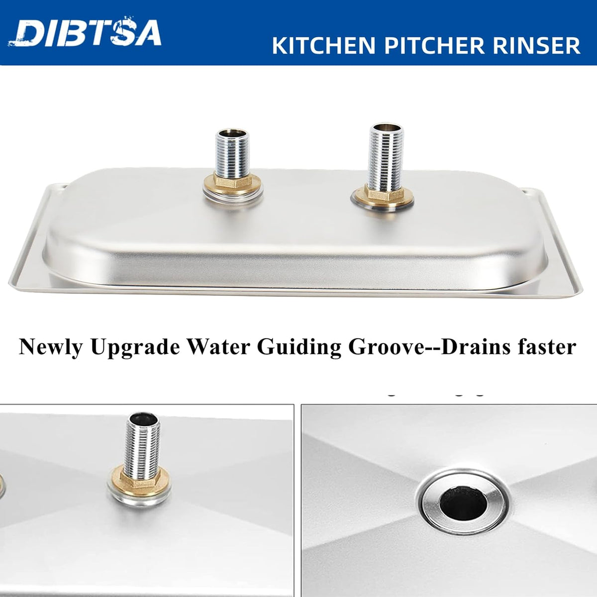 DIBTSA Pitcher Rinser, Espresso Rinser, Drain and Drip Tray, Stainless Steel Bar Glass Rinser for Sink, Cup Washer Spray Rinser for Home Kitchen Hotel Cafe Restaurant (12.8 x 6.9 x 0.9 inch,Silver)