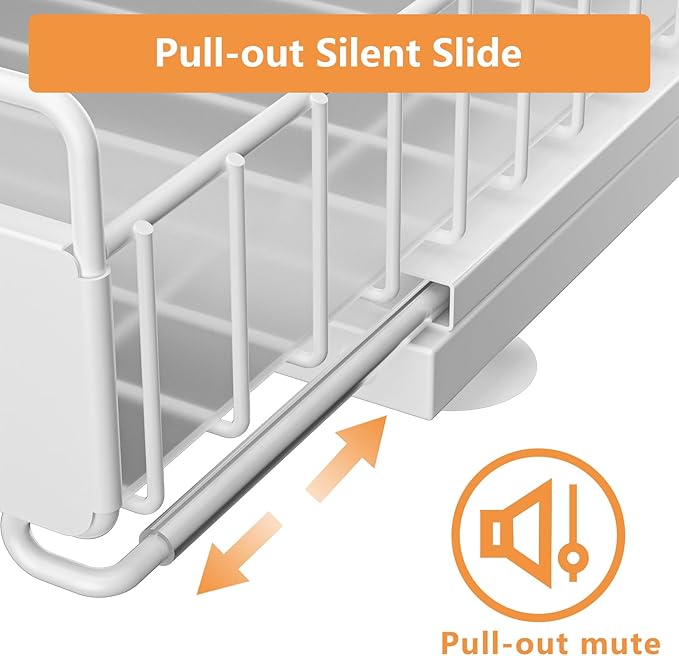 Under Sink Organizer, 2 Packs Under Sink Organizers and Storage, Slide Out Pull Out Cabinet Organizer Shelf with Metal Drawers for Kitchen Bathroom Pantry, White