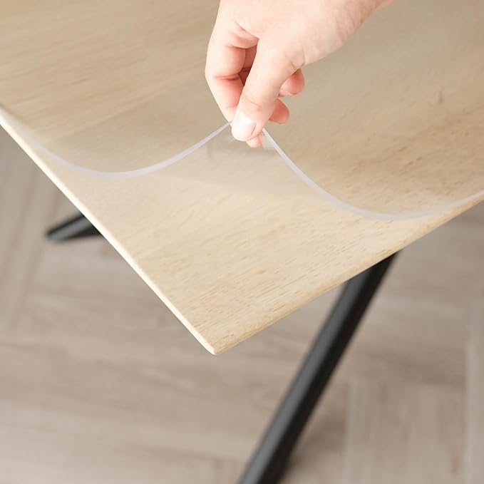 Clear Table Cover Protector, 40x76 inch , German Quality with 2 Mm Thickness, Stain Resistant Dining Pad with Beveled Edges, Washable Tablecloth, Fitted Clear Desk Cover for Indoor & Outdoor Use