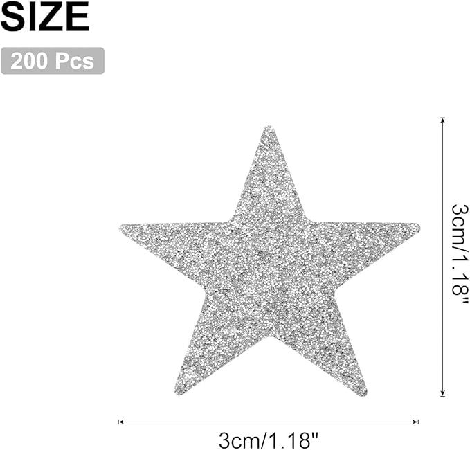 MECCANIXITY 200Pcs Star Confetti Glitter Confetti Table Confetti Decor for Party Wedding Festival Decorations,1.18x1.18Inch,Silvery