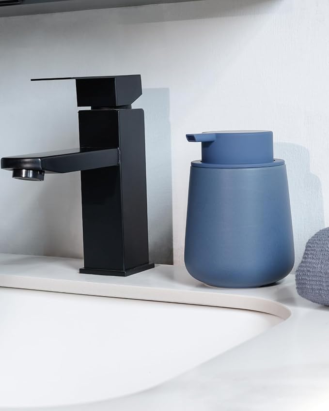Bosilunlife Ceramic Foaming Soap Dispenser - 12Oz Bathroom Countertop Kitchen Dish Soap Pump Dispenser Foam Soap Dispenser - Matte Blue