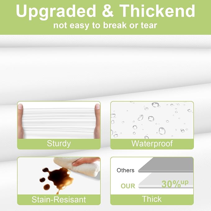 QIKSION White Plastic Table Cloth Disposable 2 Pack, 54 x 108 Inch Tablecloths for Party, Picnic, Birthday, Rectangle Table Cover