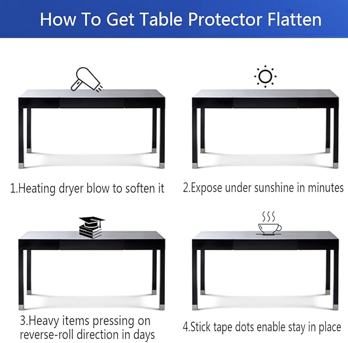 Clear PVC Office Desk Blotter Cover Protector Rectangular Plastic Table Cover Desk Pad Mat for Office & Computer Desk Topper Wooden Furniture Screen Protection Topper Wipeable 17x42 Inch