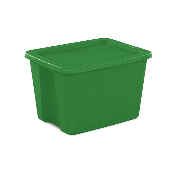 18 Gallon Plastic Storage Bin with Secure Snap Lid (Pack of 8) - Stackable Organizer Tote with Handles - Perfect for Closet, Dorm & Home Organization (Green, (8 Pack) 18-Gallon)