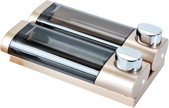 Soap Dispenser Shampoo Shower Dispenser Wall Mount 300mlx2 for Bathroom Hotel (Gold)