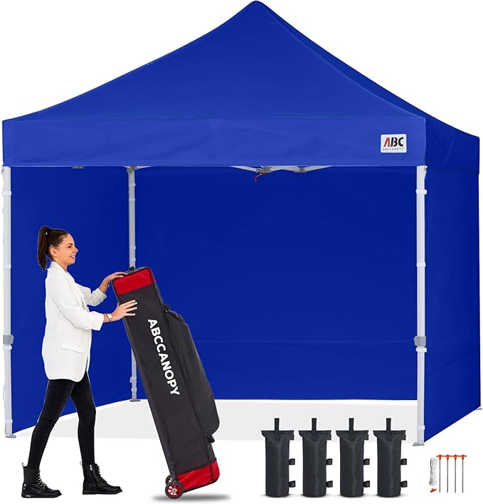 ABCCANOPY Easy Pop Up Canopy Tent with Sidewalls Commercial -Series, Royal Blue