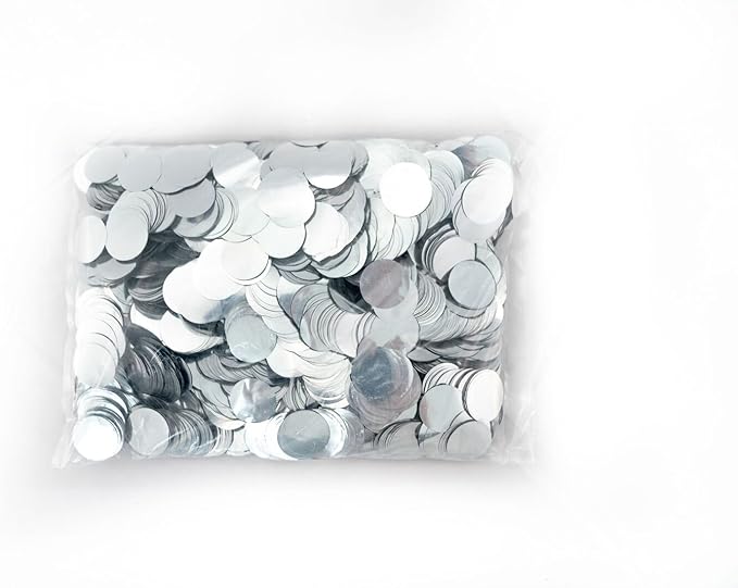 Ultimate Confetti, Silver 1 Inch Circles Mylar Shiny Foil Metallic Confetti - Round Lightweight and Slow-Falling Party Confetti for Cannon and Launcher Use - Best for Celebrations - 1 lb, 16 oz