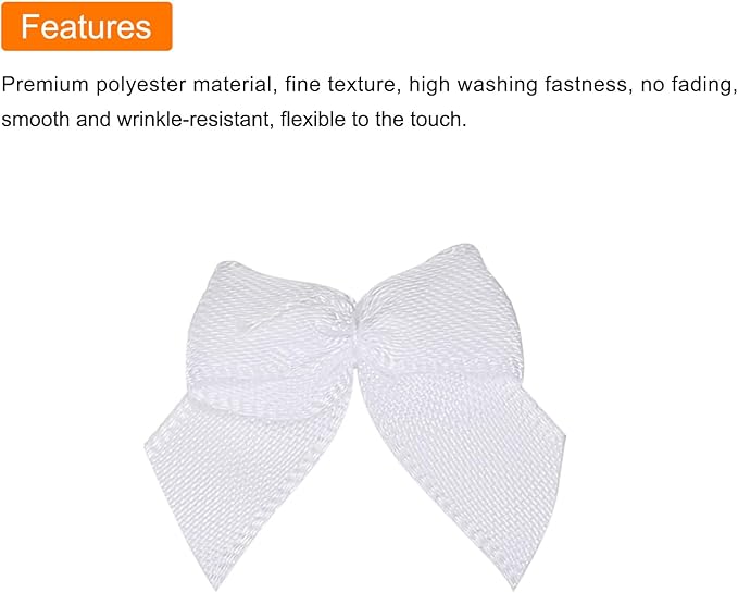MECCANIXITY 50Pcs Mini Ribbon Bow 1" Mini Fabric Satin Ribbon Flower Bows for Craft DIY Sewing Wedding Birthday Party White