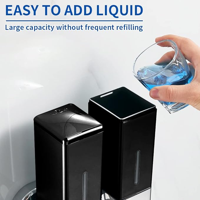 3 x 500ml per Cup Wall Mounted Manual Soap Dispenser for Home, Bath, Kitchen, Hotels, Restaurants. Shower and Lotion Dispenser (Black)