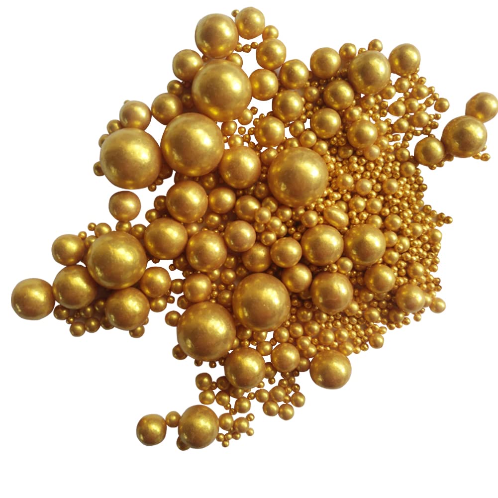 Edible Gold Sugar Pearls Candy Sprinkles 120G/ 4.23Ounce Baking Cake Sprinkles Cupcake and Cake Topper Cookie Decorations Wedding Party Valentines
