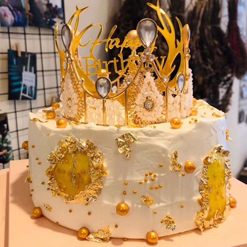 Edible Bright Gold Sugar Pearls Candy Sprinkles 120G/ 4.23Ounce Baking Cake Sprinkles Cupcake and Cake Topper Cookie Decorations Wedding Party