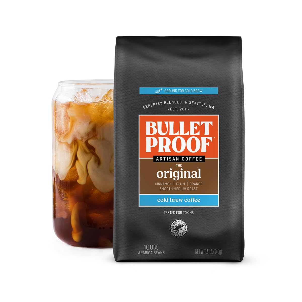 Bulletproof Original Medium Roast Ground Cold Brew Coffee, 12 Ounces, Clean and Tested for Toxins