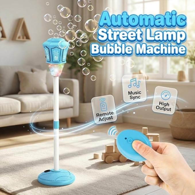 Street Lamp Bubble Machine, 2026 New Automatic Bubble Machine Stand with Light Music, Adjustable Standing Bubble Maker Blower Torch-Shaped for Outdoor Party Birthday Wedding (Pink)
