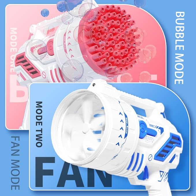 Bubble Gun for Kids, 69-Hole Bubble Machine with LED Lights, 69 Hole Bubble Blaster Blower, for Ages 3+, Summer, Birthday, Party Wedding Outdoor (Pink)