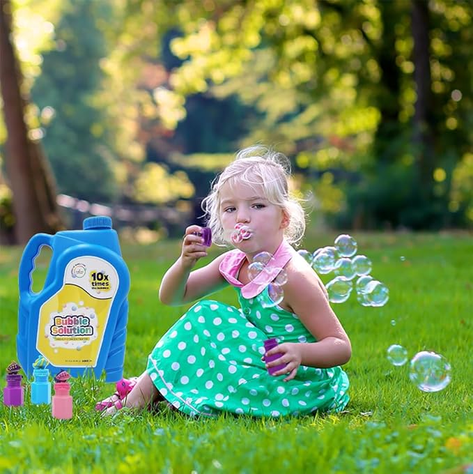 The Dreidel Company Ready Bubble Solution Refill for Bubbles Toys, Up to 2.5 Gallon, Non-Toxic Large 32oz Ready Liquid for Bubble Machine, Guns, Wands, Lawn Mower Toy (24-Pack)