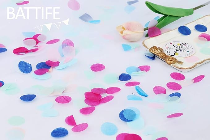BATTIFE 7.1oz Colorful Tissue Paper Confetti, 1inch Large Bag Round Confetti for Wedding Birthday Party Celebrations, Multicolor 25000 Pieces