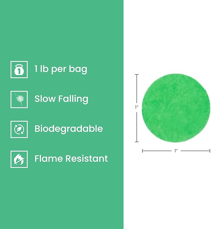 Ultimate Confetti, Dark Green Biodegradable Confetti Circles - Flame-Resistant and Slow-Falling Round Tissue Paper Confetti for Cannon and Launcher use – Best for Celebrations - 1 lb, 16 oz