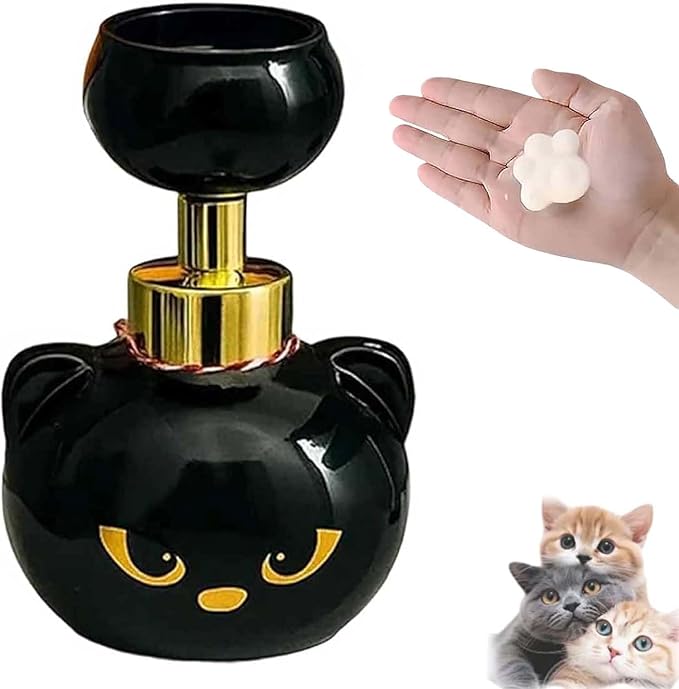 Cute Cat Paw Foam Soap Dispenser, Automatic Soap Dispenser with Black Cat Paw Print Press Creates Paw-Shaped Foam, Refillable Eco-Friendly Hand Soap Dispenser for Home