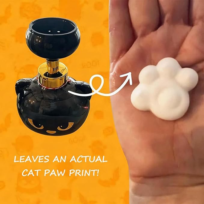 Cute Cat Paw Foam Soap Dispenser, Automatic Soap Dispenser with Black Cat Paw Print Press Creates Paw-Shaped Foam, Refillable Eco-Friendly Hand Soap Dispenser for Home