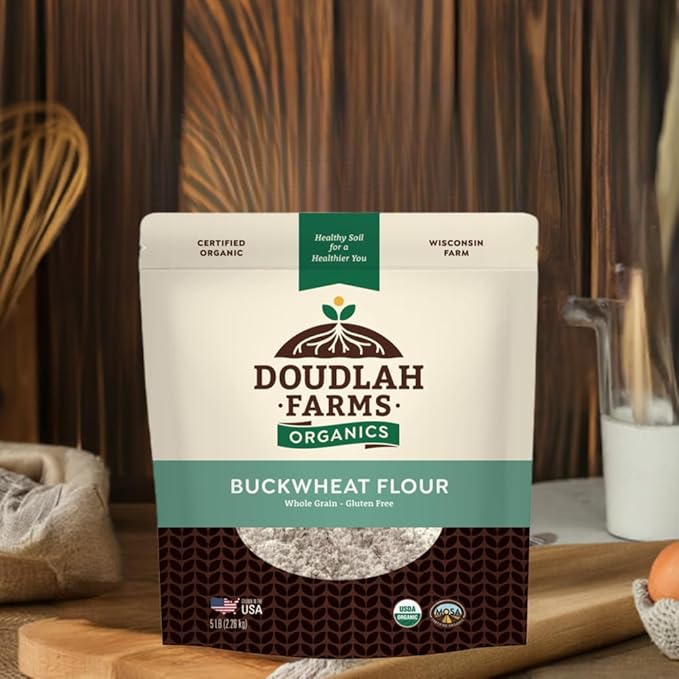 Organic Buckwheat Flour 1.5 lb - Non-GMO, USDA Organic, Gluten Free, Vegan - For Baking Bread, Pancakes, and More! Grown In USA