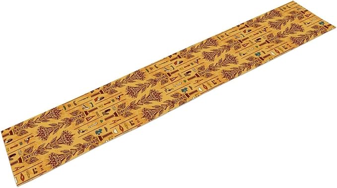 Egyptian Table Runner, Rustic Egypt Mythology Pharaohs African Hieroglyphs Old Alphabetic Table Runner for Kitchen Dining Room Farmhouse Party Banquet 13x70in