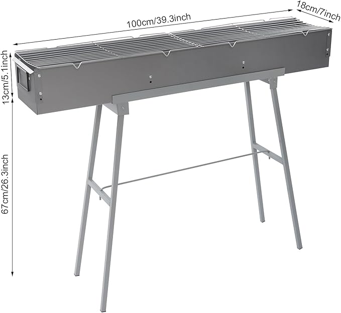 DYRABREST Portable Charcoal BBQ Grill, 39.3 Inch Large Folding Camping Grill with Adjustable Air Vents, Heavy Duty Zinc-Iron Alloy Barbecue Grill with Stand for Outdoor, Picnic, Backyard, Tailgating